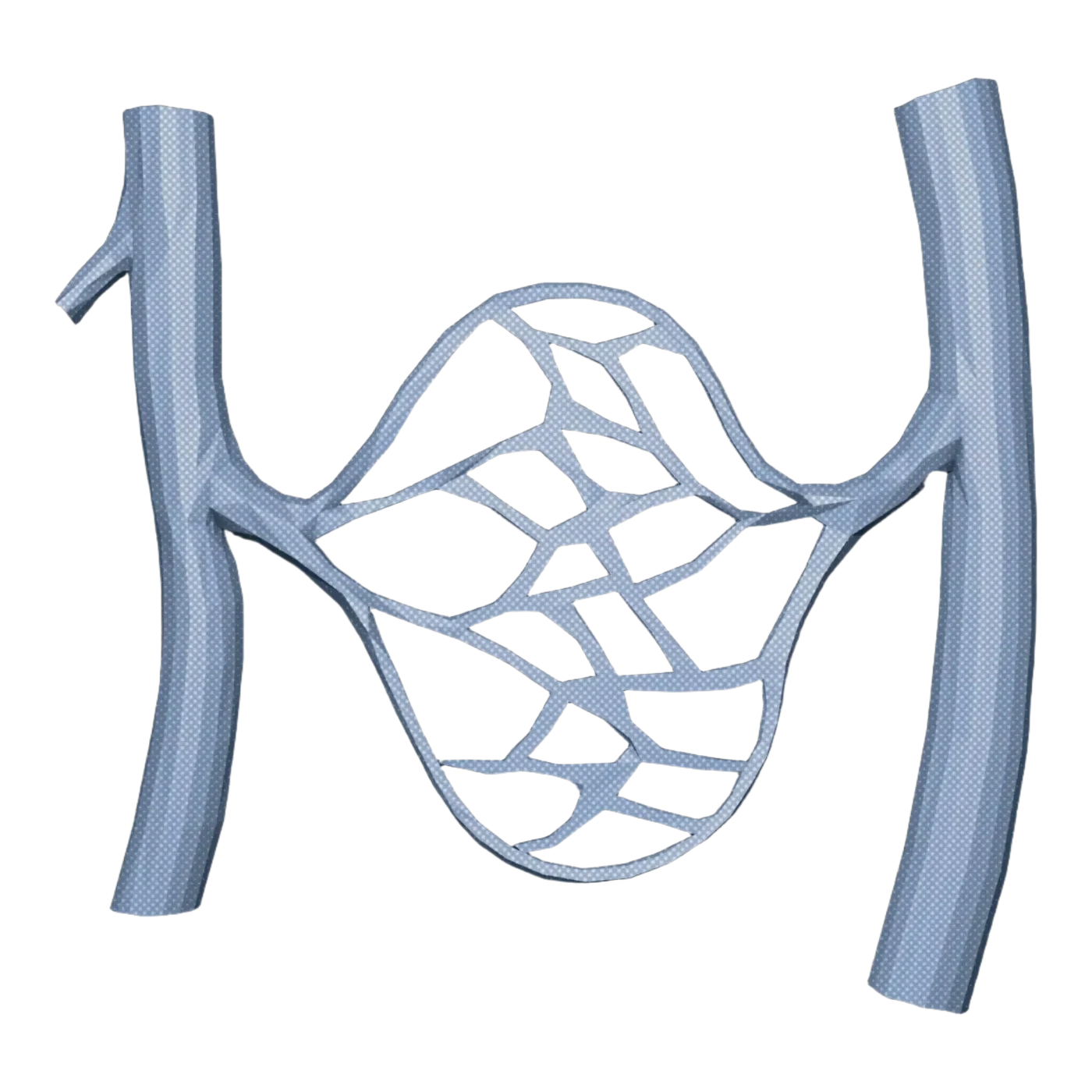 Low-poly render of a network of small blood vessels