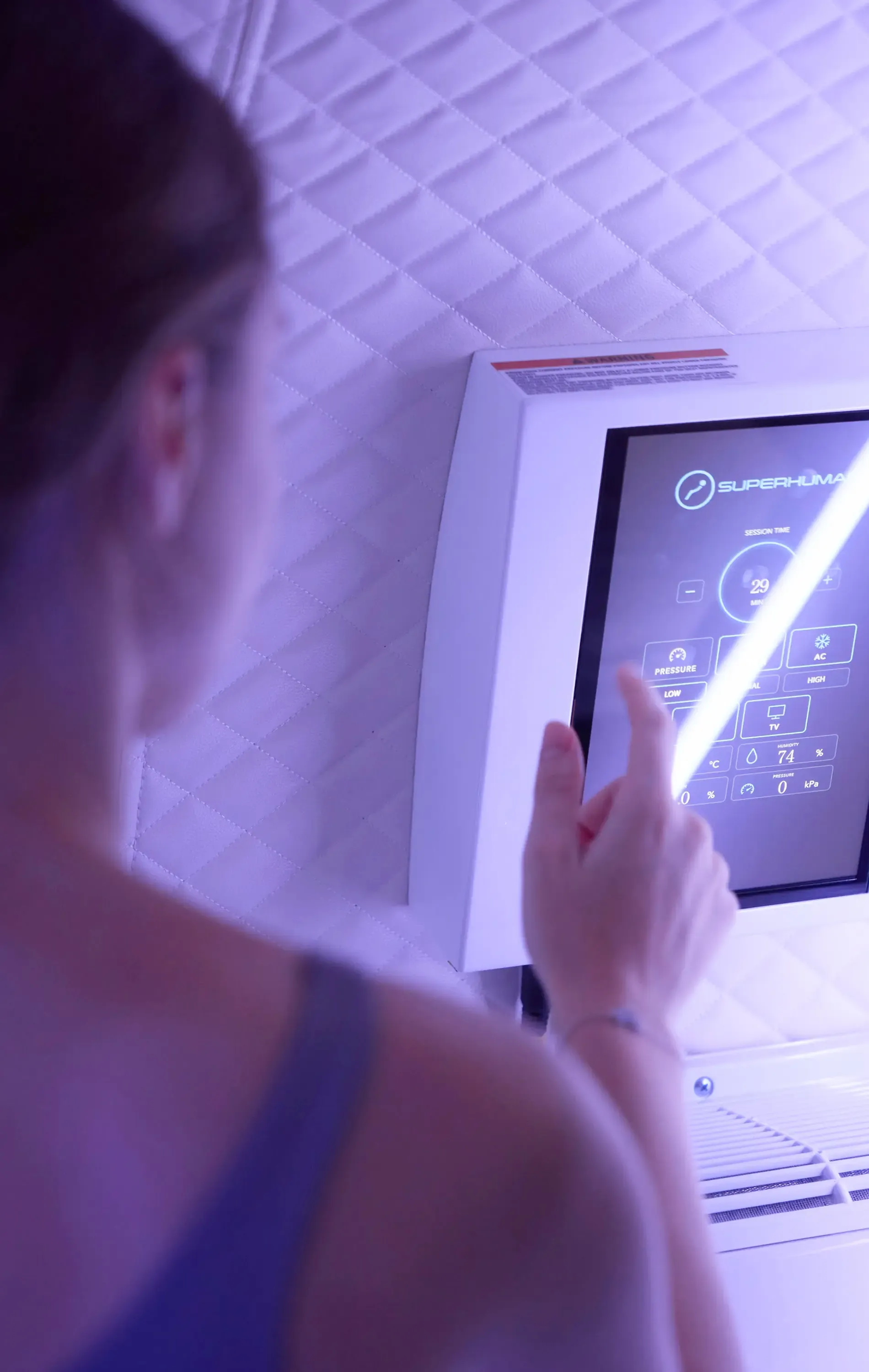 Starting the session on the in-chamber touchscreen control panel